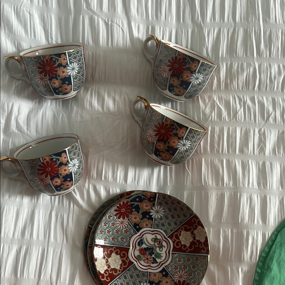 Floral Patterned Teacup and Saucer Set